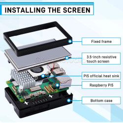 Raspberry Pi 5 LCD 3.5 Inch Touch Display with ABS Case  Active Cooler Kit